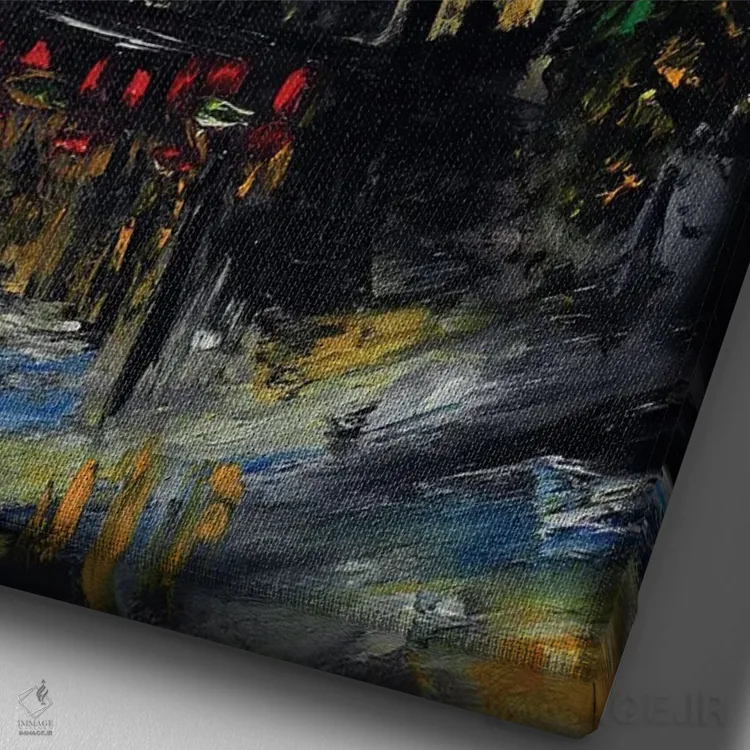 تابلو کلاسیک کافه دو فلور، عصر پاریس اثر روسـلانا لواندووسکا - نمای نزدیک بافت بوم