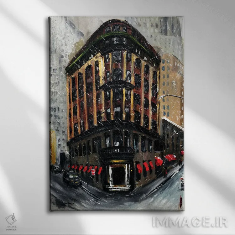 تابلو کلاسیک برف در شهر نیویورک، وال استریت اثر روسـلانا لواندووسکا - نمای روبهرو روی دیوار