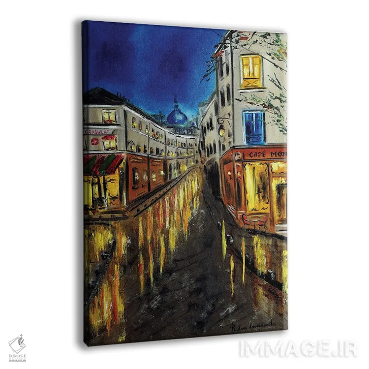 تابلو کلاسیک شب در مونمارتر، پاریس اثر روسـلانا لواندووسکا - نمای پرسپکتیو محصول