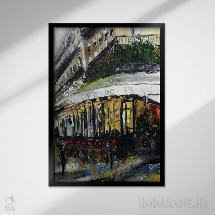 تابلو کلاسیک کافه دو فلور، عصر پاریس اثر روسـلانا لواندووسکا - نمای قابدار مشکی