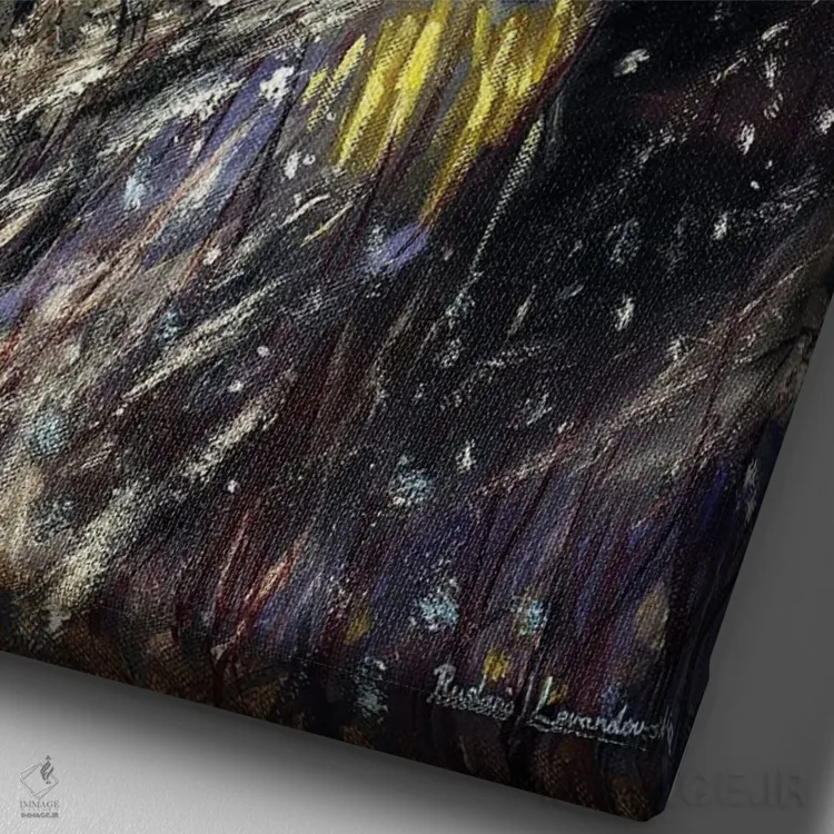 تابلو کلاسیک سرزمین عجایب زمستانی اثر روسـلانا لواندووسکا - نمای نزدیک بافت بوم