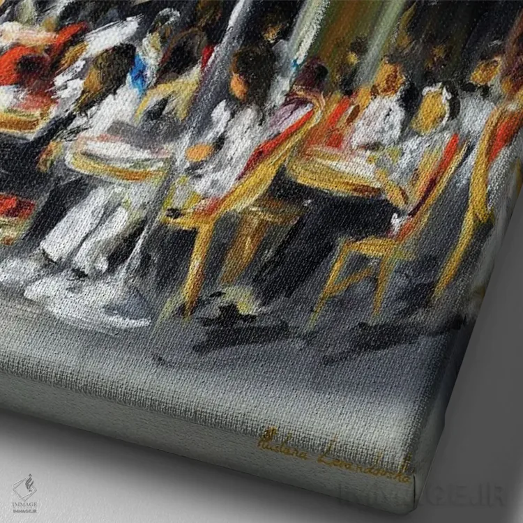 تابلو کلاسیک کافه دو فلور، پاریس اثر روسـلانا لواندووسکا - نمای نزدیک بافت بوم