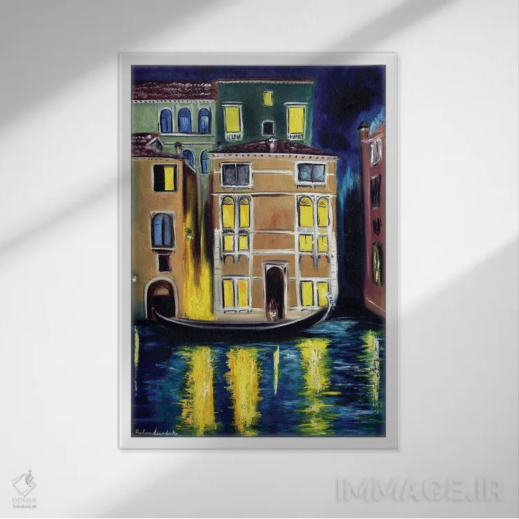 تابلو کلاسیک شب در ونیز، ایتالیا اثر روسـلانا لواندووسکا - نمای قابدار سفید