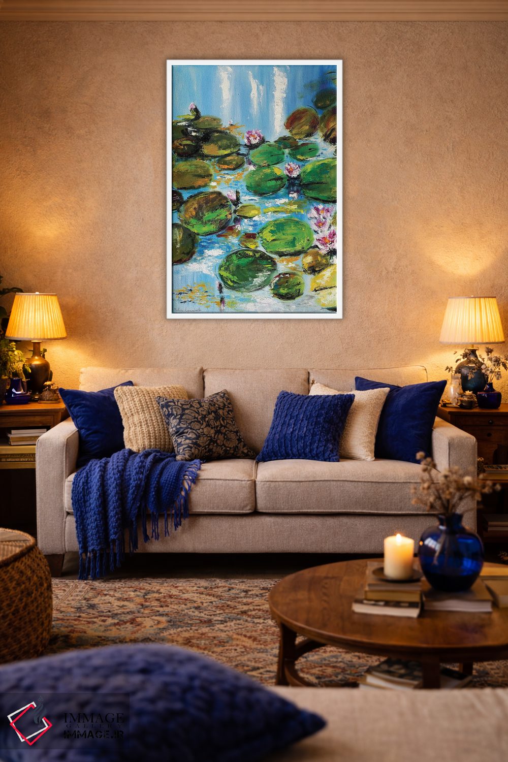 تابلو کلاسیک برکه نیلوفر آبی اثر روسـلانا لواندووسکا - D2W
