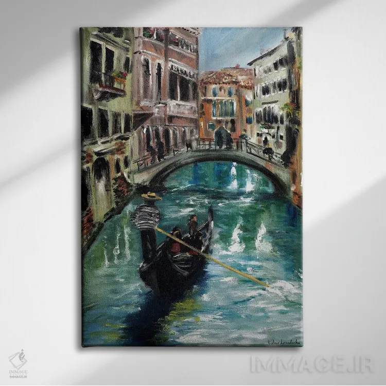 تابلو کلاسیک گوندولا در ونیز، ایتالیا اثر روسـلانا لواندووسکا - نمای روبهرو روی دیوار