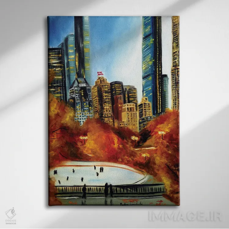 تابلو کلاسیک سنترال پارک نیویورک در پاییز اثر روسـلانا لواندووسکا - نمای روبهرو روی دیوار