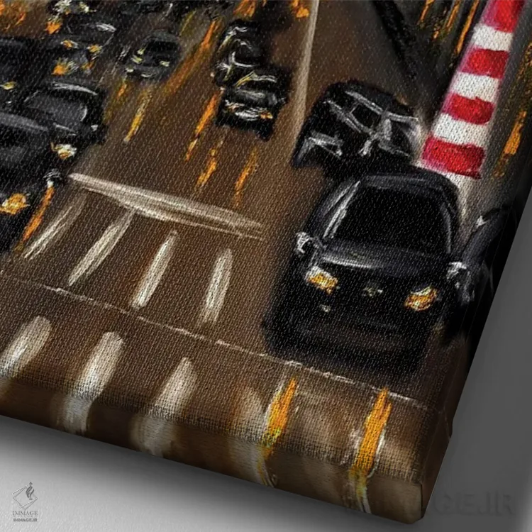 تابلو کلاسیک عصر در نیویورک اثر روسـلانا لواندووسکا - نمای نزدیک بافت بوم