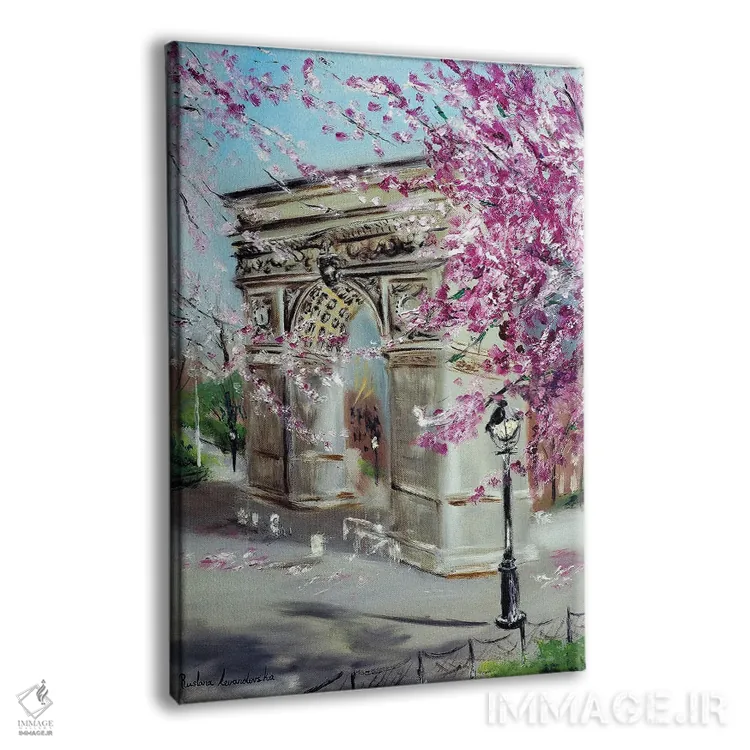 تابلو کلاسیک شکوفه های گیلاس در پارک واشنگتن اسکوئر اثر روسـلانا لواندووسکا - نمای پرسپکتیو محصول