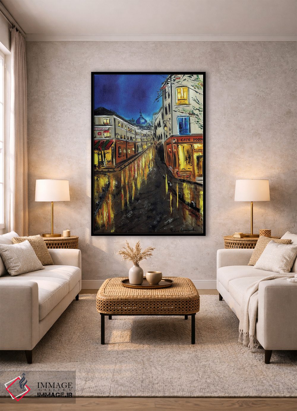 تابلو کلاسیک شب در مونمارتر، پاریس اثر روسـلانا لواندووسکا - D1B