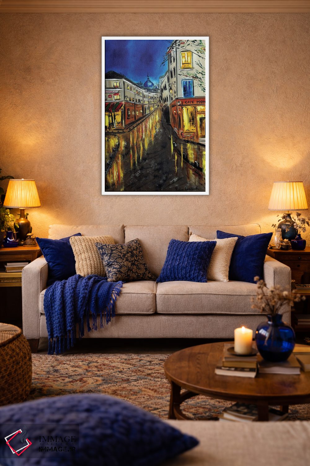 تابلو کلاسیک شب در مونمارتر، پاریس اثر روسـلانا لواندووسکا - D2W
