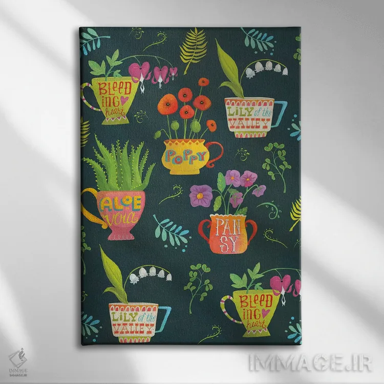 تابلو دکوراتیو چای وقت گیاهی اثر لورا واتسون - نمای روبهرو روی دیوار