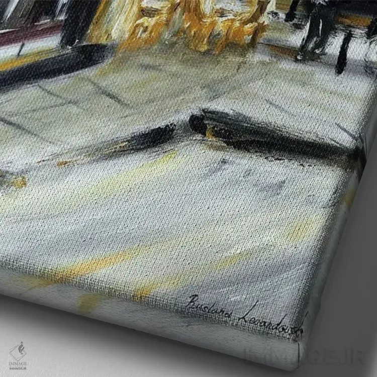 تابلو کلاسیک کریسمس در بار مارشه پاریس اثر روسـلانا لواندووسکا - نمای نزدیک بافت بوم