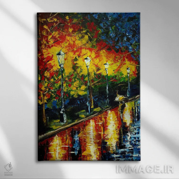 تابلو انتزاعی پیاده روی در پارک اثر روسـلانا لواندووسکا - نمای روبهرو روی دیوار