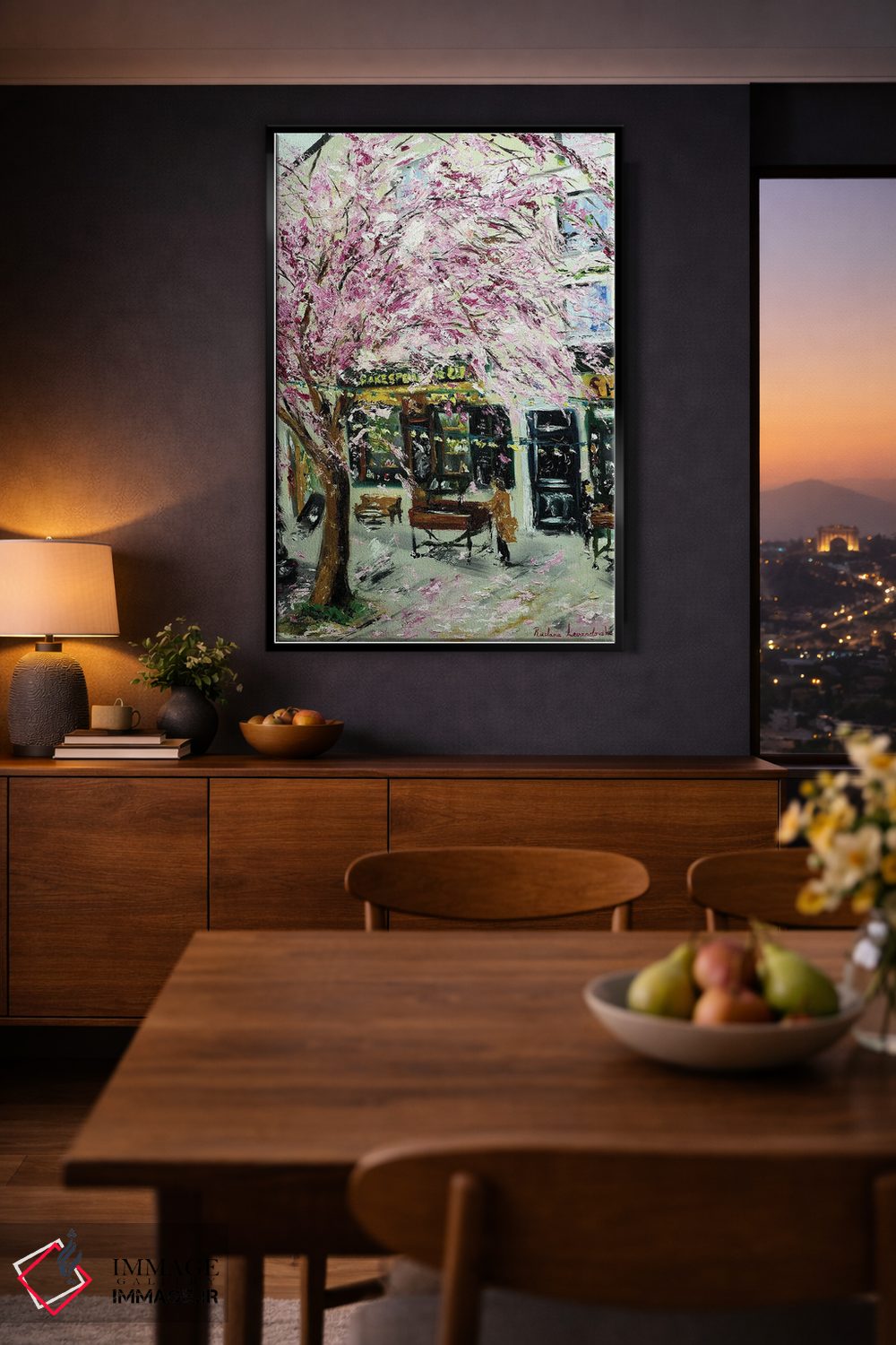 تابلو کلاسیک شکوفه های گیلاس کنار شکسپیر و شرکا، پاریس II اثر روسـلانا لواندووسکا - D1B