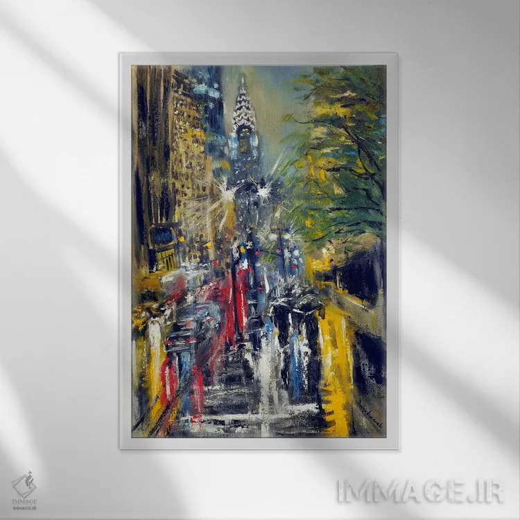 تابلو انتزاعی نمای ساختمان کرایسلر در نیویورک اثر روسـلانا لواندووسکا - نمای قابدار سفید