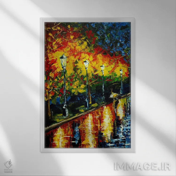 تابلو انتزاعی پیاده روی در پارک اثر روسـلانا لواندووسکا - نمای قابدار سفید