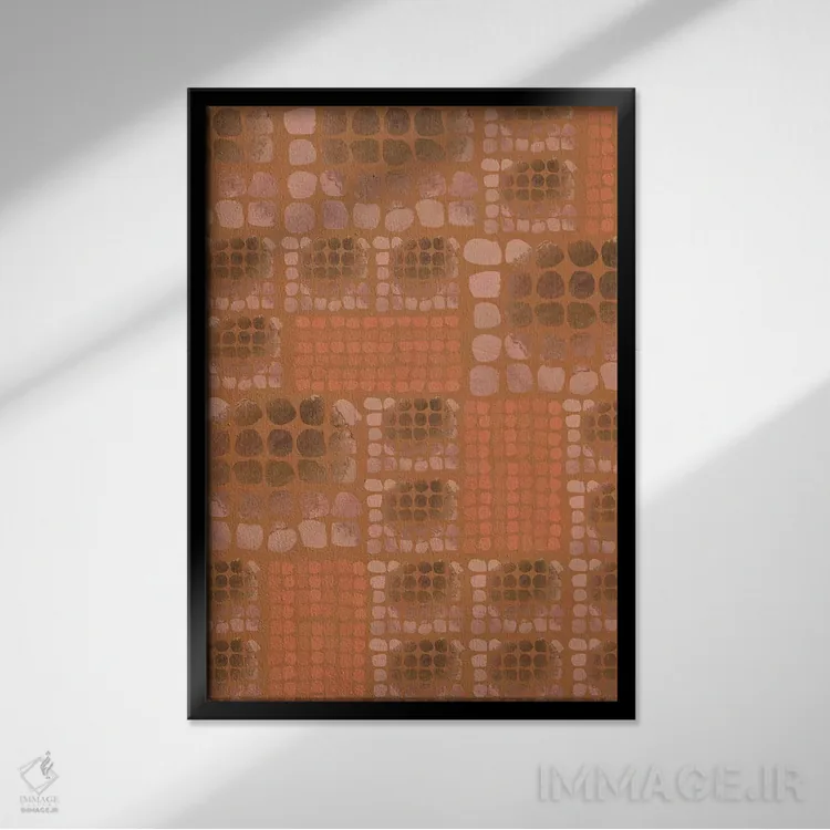 تابلو انتزاعی موزاییک سفالی آیینی اثر لورا واتسون - نمای قابدار مشکی