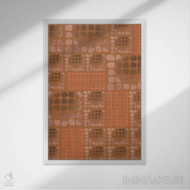 تابلو انتزاعی موزاییک سفالی آیینی اثر لورا واتسون - نمای قابدار سفید