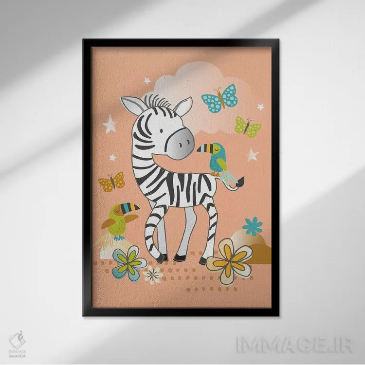 تابلو دکوراتیو اتاق کودک جنگلی ۲ اثر لیزا وایت باتن - نمای قابدار مشکی