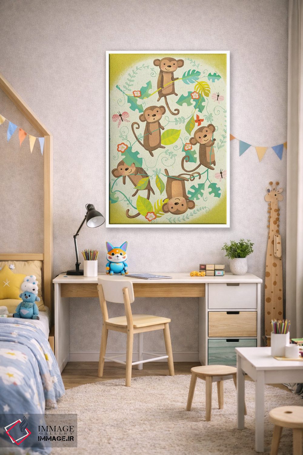 تابلو دکوراتیو نوزاد جنگل ۲ اثر لورا واتسون - D1W