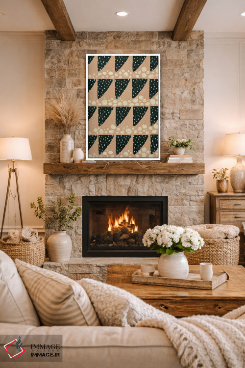 تابلو انتزاعی مثلث ها و سنگ های آیینی اثر لورا واتسون - D1W