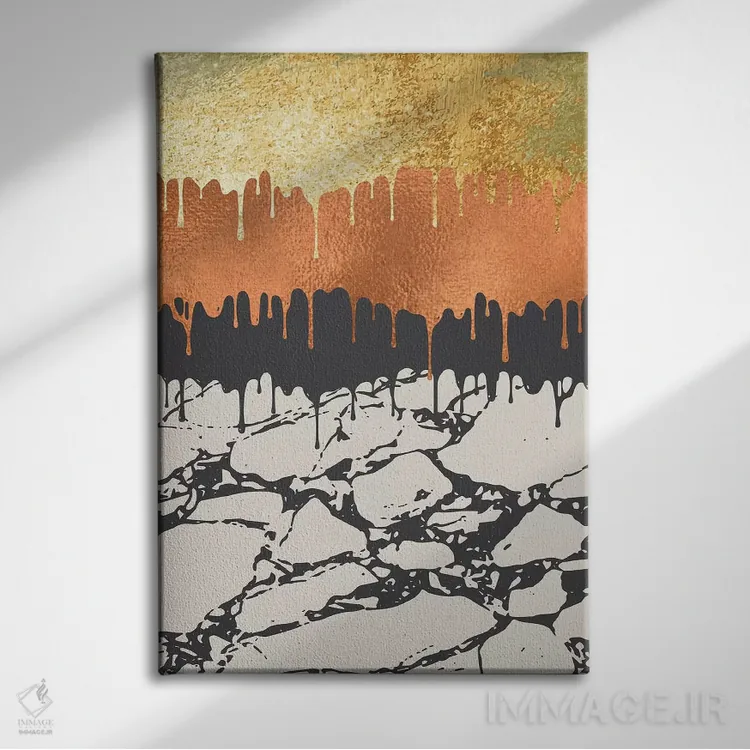 تابلو انتزاعی رنگ های در حال ذوب پاییز اثر لیزا وایت باتن - نمای روبهرو روی دیوار