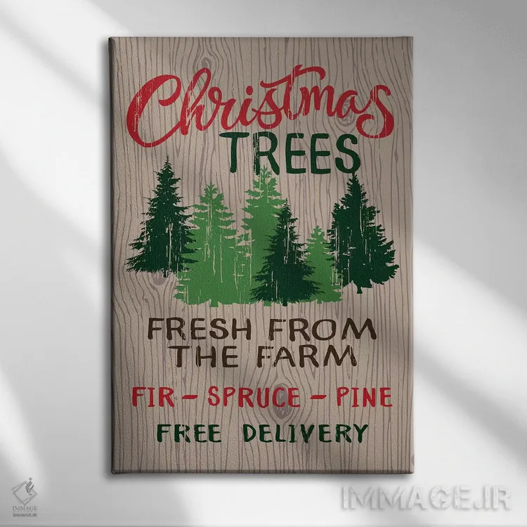 تابلو دکوراتیو کریسمس روستایی اثر لیزا وایت باتن - نمای روبهرو روی دیوار