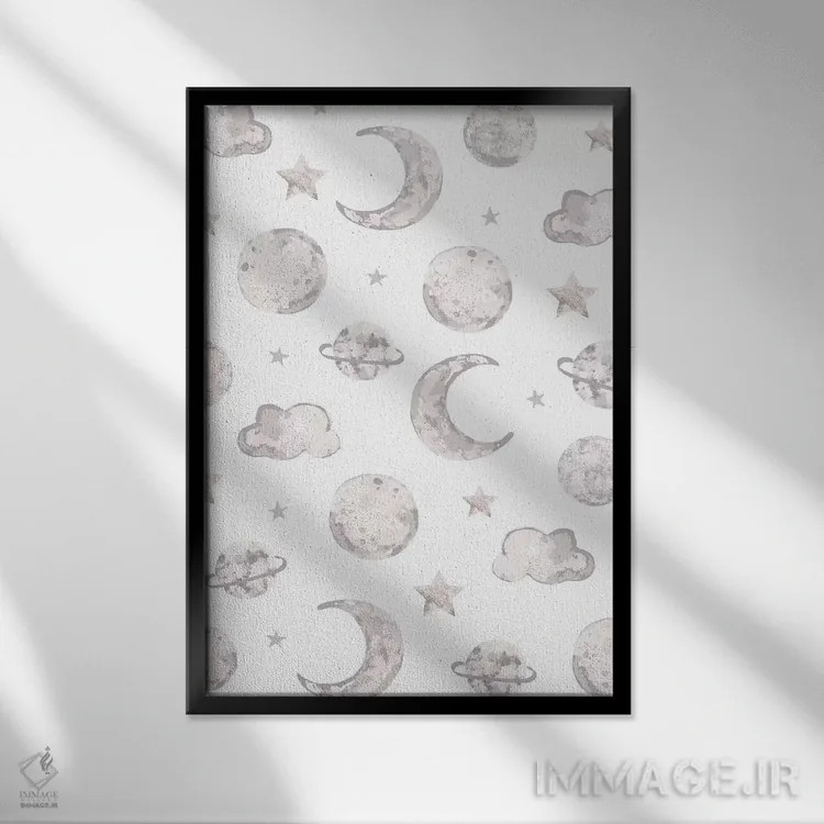 تابلو دکوراتیو کودک فراتر از ستارگان ۱ اثر لیزا وایت باتن - نمای قابدار مشکی