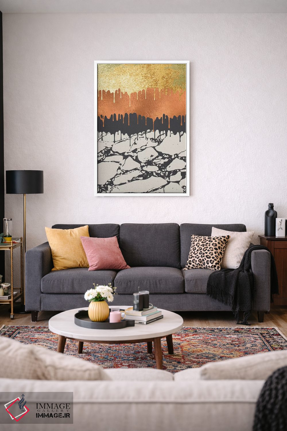 تابلو انتزاعی رنگ های در حال ذوب پاییز اثر لیزا وایت باتن - D2W
