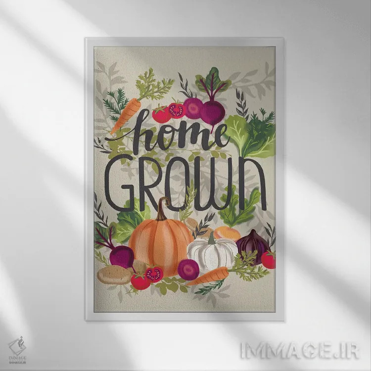 تابلو دکوراتیو آشپزخانه محصولات خانگی ۱ اثر لیزا وایت باتن - نمای قابدار سفید