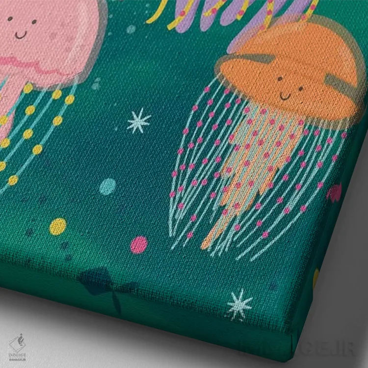 تابلو دکوراتیو زیر دریا؛ ساحلی و دریانوردی ۲ اثر لیزا وایت باتن - نمای نزدیک بافت بوم