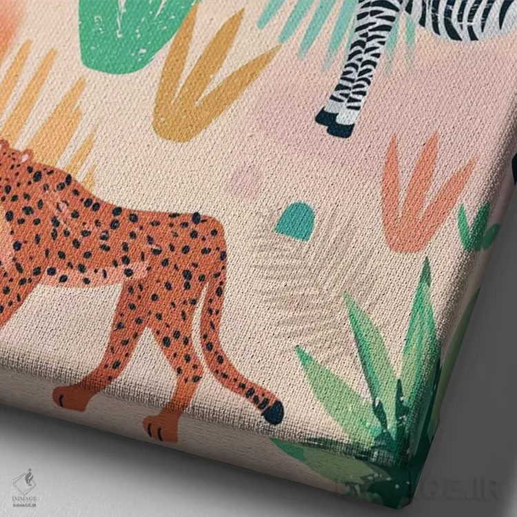 تابلو دکوراتیو ساوانای جنگلی هرروزه ۳ اثر لیزا وایت باتن - نمای نزدیک بافت بوم