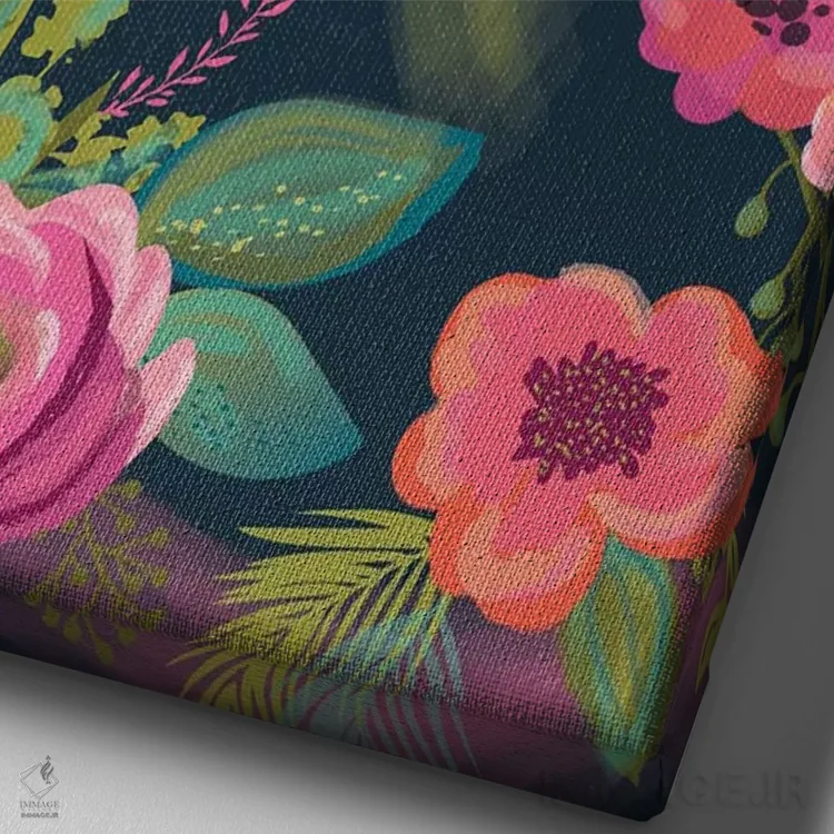 تابلو دکوراتیو قول گل های هرروزه ۱ اثر لیزا وایت باتن - نمای نزدیک بافت بوم