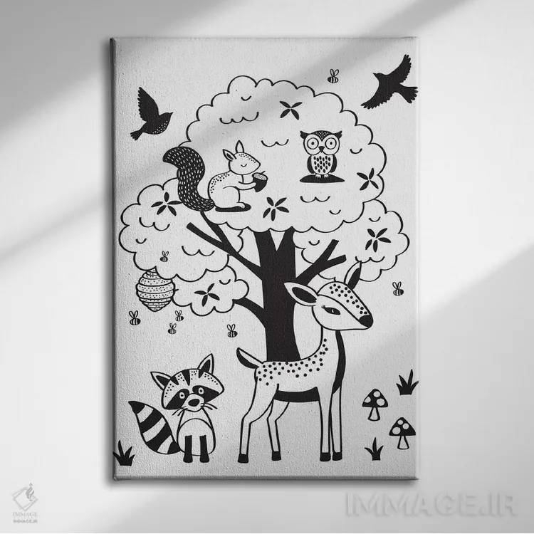 تابلو دکوراتیو جنگل نوجوانان ۱ اثر لیزا وایت باتن - نمای روبهرو روی دیوار