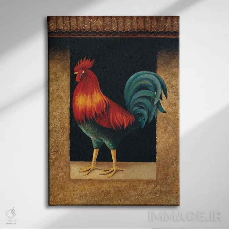 تابلو دکوراتیو خروس اثر لوول هررو - نمای روبهرو روی دیوار