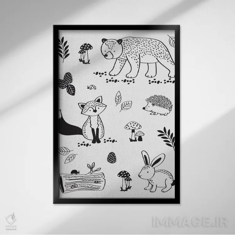 تابلو دکوراتیو جنگل نوجوانان ۲ اثر لیزا وایت باتن - نمای قابدار مشکی
