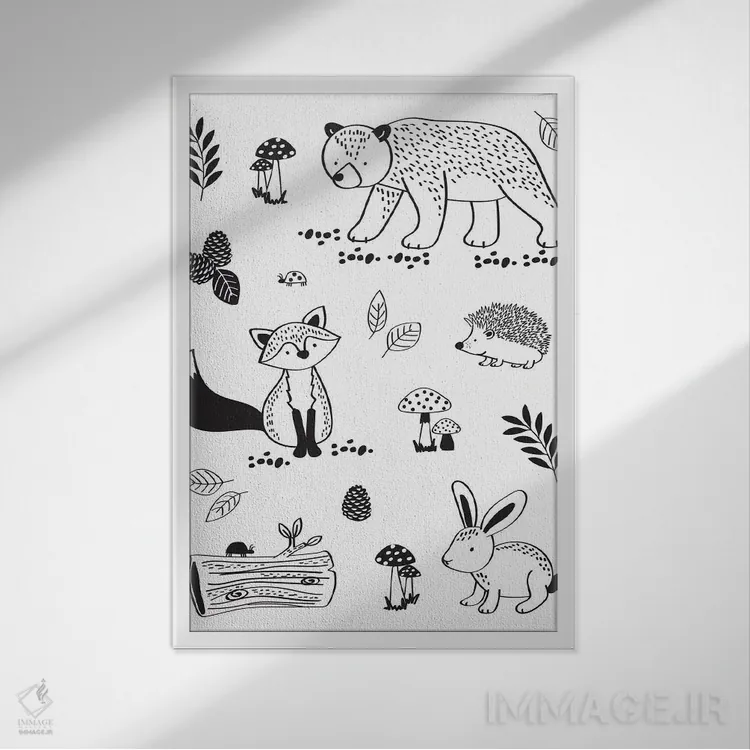 تابلو دکوراتیو جنگل نوجوانان ۲ اثر لیزا وایت باتن - نمای قابدار سفید