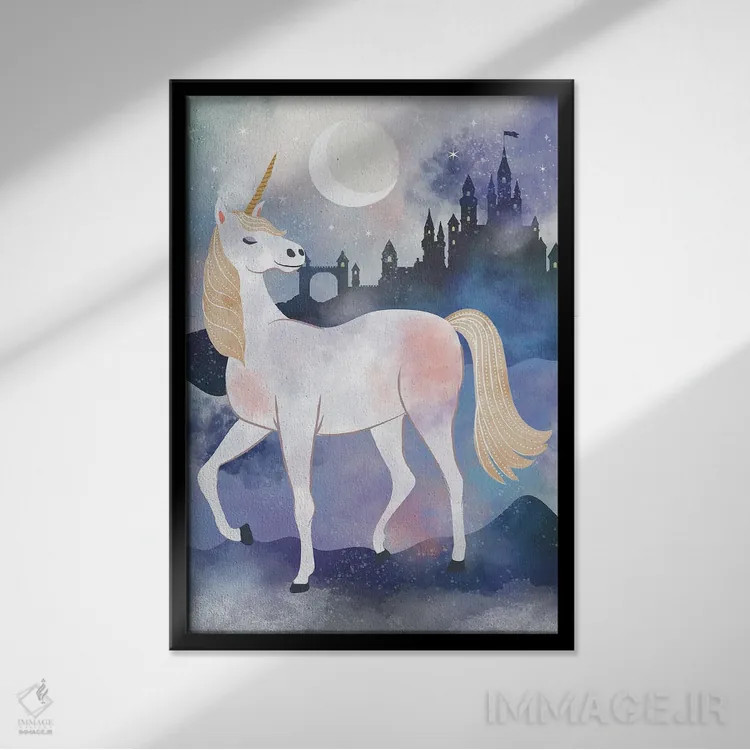 تابلو دکوراتیو تک شاخ افسون شده ۱ اثر لیزا وایت باتن - نمای قابدار مشکی