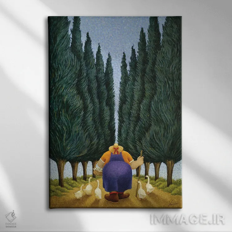 تابلو دکوراتیو سرو و غازها اثر لوول هررو - نمای روبهرو روی دیوار