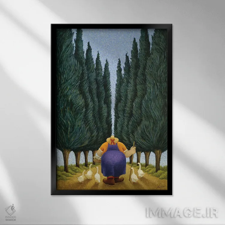 تابلو دکوراتیو سرو و غازها اثر لوول هررو - نمای قابدار مشکی