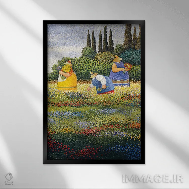 تابلو دکوراتیو گل های وحشی اثر لوول هررو - نمای قابدار مشکی