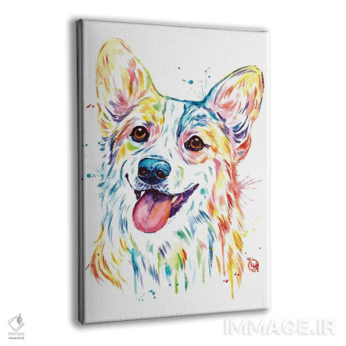 تابلو دکوراتیو کورگی اثر لیزا وایت هاوس - نمای پرسپکتیو محصول