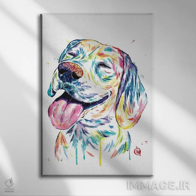 تابلو دکوراتیو بیگل دوست داشتنی اثر لیزا وایت هاوس - نمای روبهرو روی دیوار