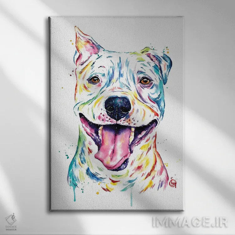 تابلو دکوراتیو پیتبول اثر لیزا وایت هاوس - نمای روبهرو روی دیوار