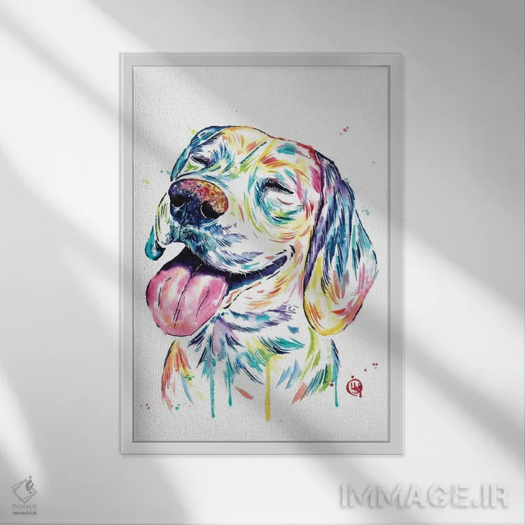 تابلو دکوراتیو بیگل دوست داشتنی اثر لیزا وایت هاوس - نمای قابدار سفید