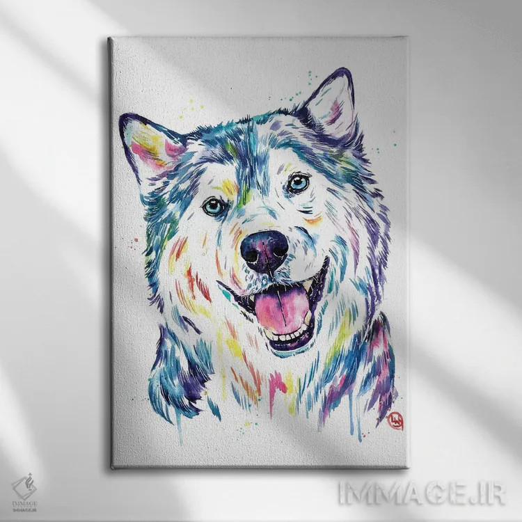 تابلو دکوراتیو هاسکی سیبری اثر لیزا وایت هاوس - نمای روبهرو روی دیوار