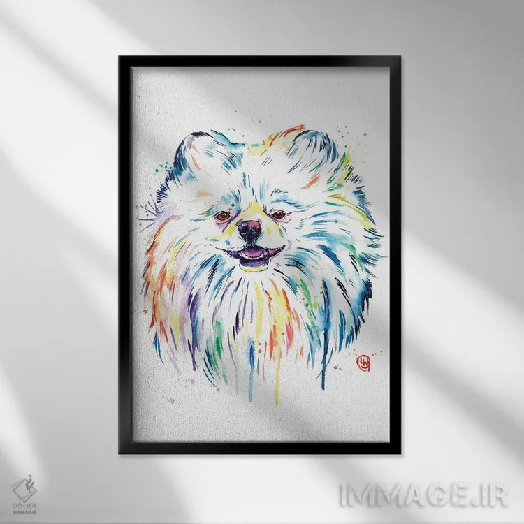 تابلو دکوراتیو پامرانین اثر لیزا وایت هاوس - نمای قابدار مشکی