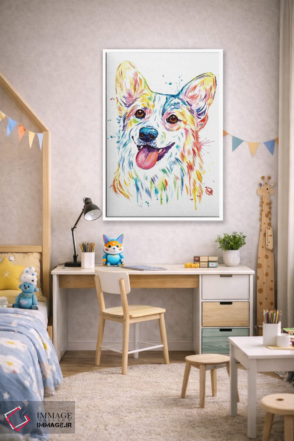 تابلو دکوراتیو کورگی اثر لیزا وایت هاوس - D1W