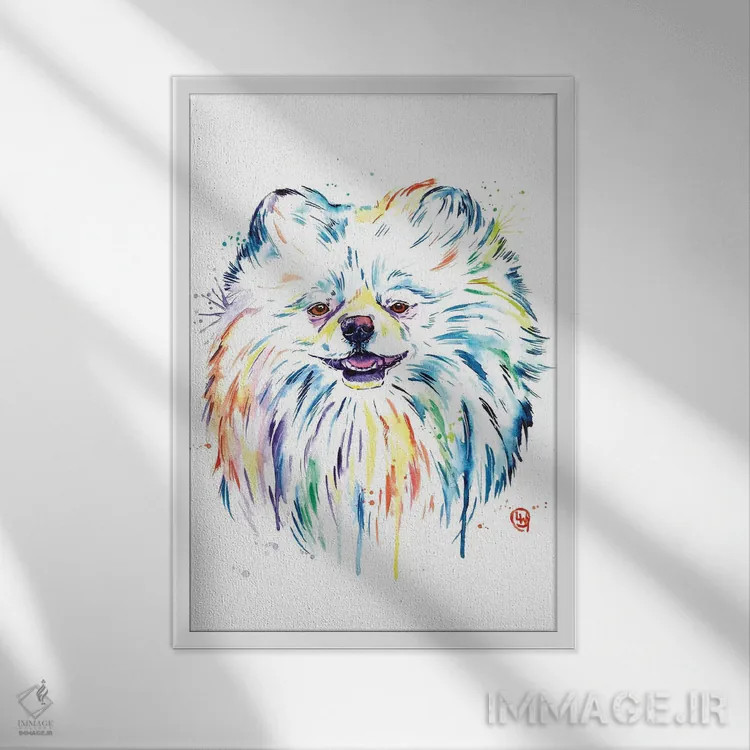 تابلو دکوراتیو پامرانین اثر لیزا وایت هاوس - نمای قابدار سفید