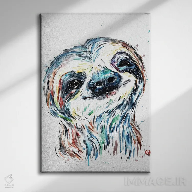 تابلو دکوراتیو لبخند تنبل اثر لیزا وایت هاوس - نمای روبهرو روی دیوار